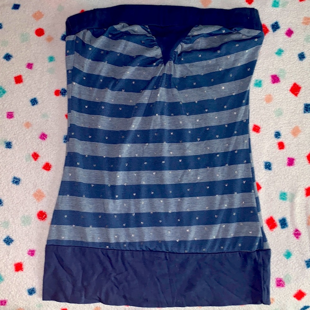 Papaya Blue Striped with Stars Tube Top
